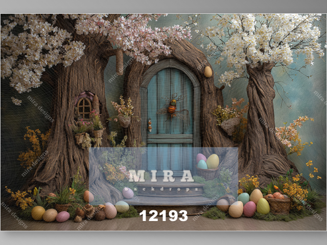 12193 - Una casetta tra alberi e uova di Pasqua