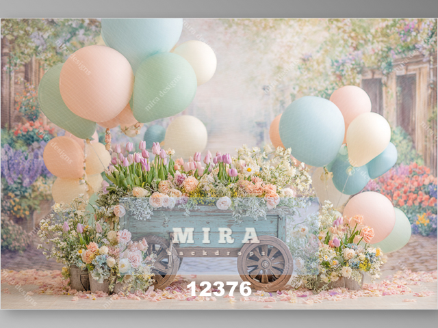 12376 - Carretto pieno di fiori e palloncini