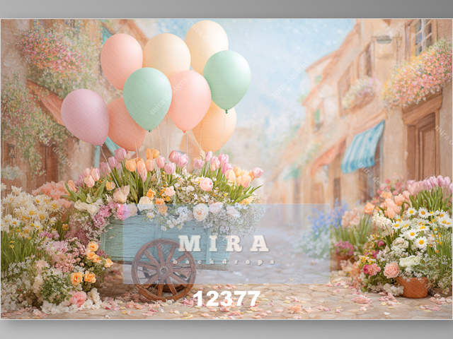 12377 - Carretto pieno di fiori e palloncini