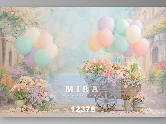 12378 - Carretto pieno di fiori e palloncini