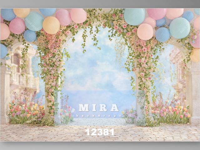 12381 - Arco con ghirlande di fiori e palloncini